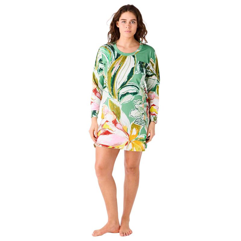 Kip&Co Somerset Green Adult Organic Cotton Long Sleeve Nightie image number 0